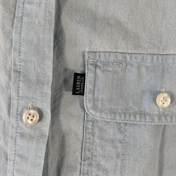Lauren Jeans Co Blouse Womens Small Light Blue Button Up Long Sleeve - Picture 4 of 9